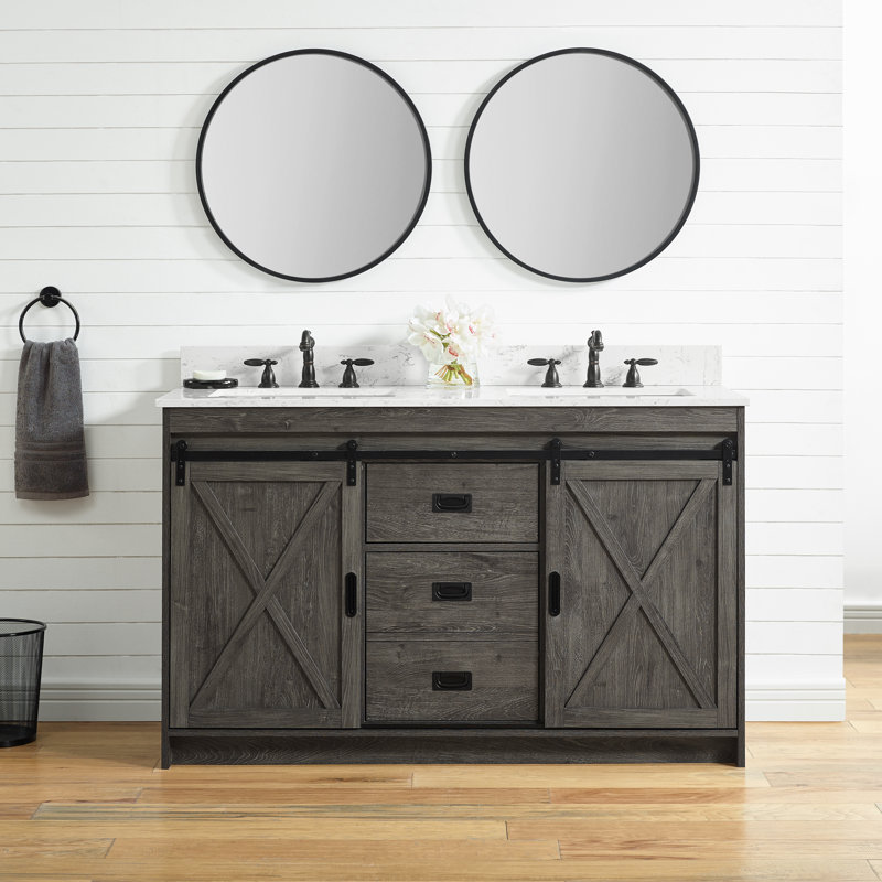 Sand & Stable Jillian 54'' Double Bathroom Vanity with Engineered Stone ...